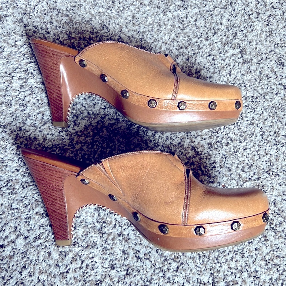 Tan slip on Cole Han heels